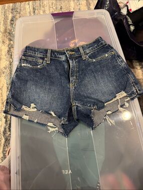 aerie Dark Blue Distressed Denim Jean Shorts
